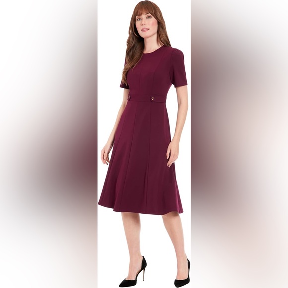 Elegant Mulberry fit and flare Women's Dress - Picture 5 of 6